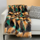 Plutus Multi-Color  Fancy Feather Faux Fur Luxury Throw Blanket