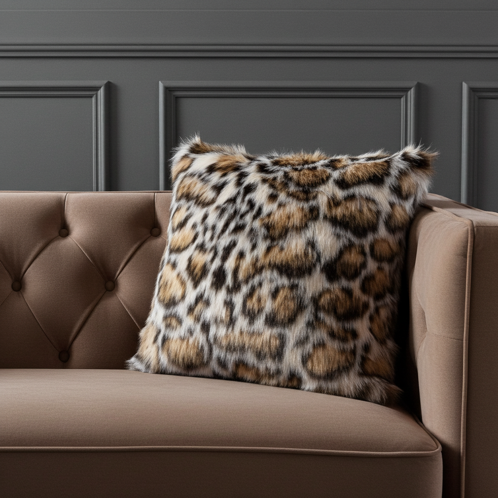 Plutus Brown Tiger Animal Faux Fur Luxury Throw Pillow