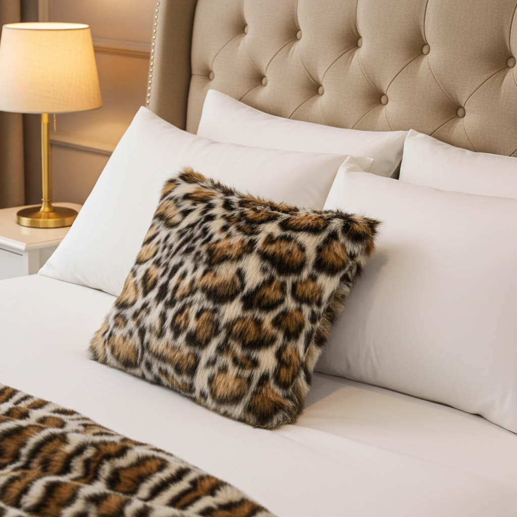 Plutus Brown Tiger Animal Faux Fur Luxury Throw Pillow
