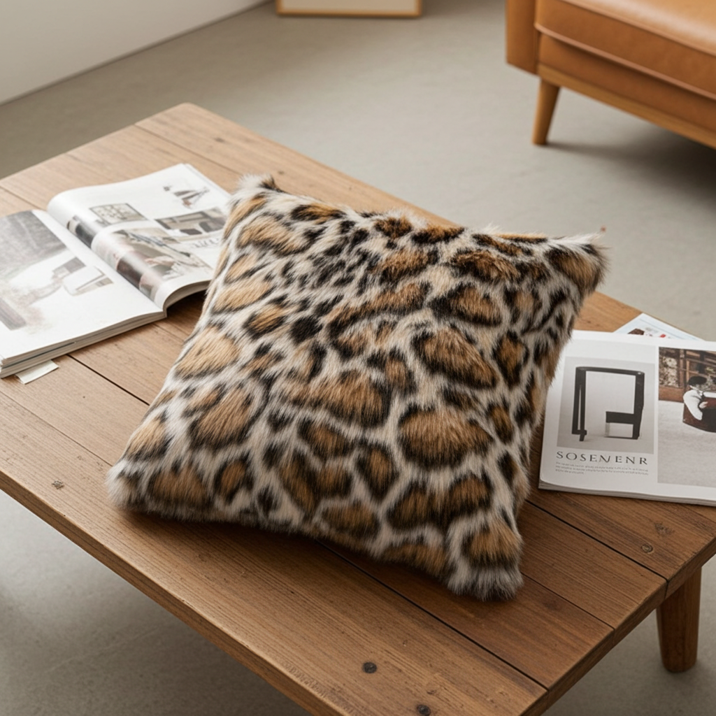 Plutus Brown Tiger Animal Faux Fur Luxury Throw Pillow