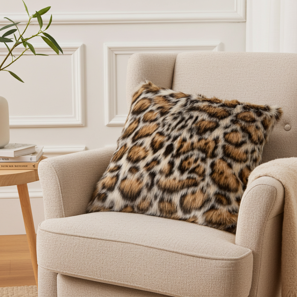 Plutus Brown Tiger Animal Faux Fur Luxury Throw Pillow