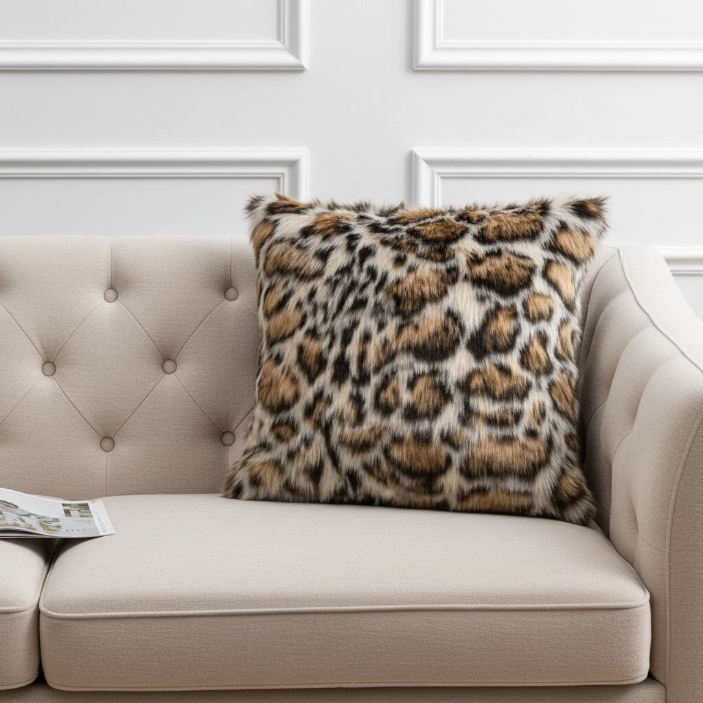 Plutus Brown Tiger Animal Faux Fur Luxury Throw Pillow