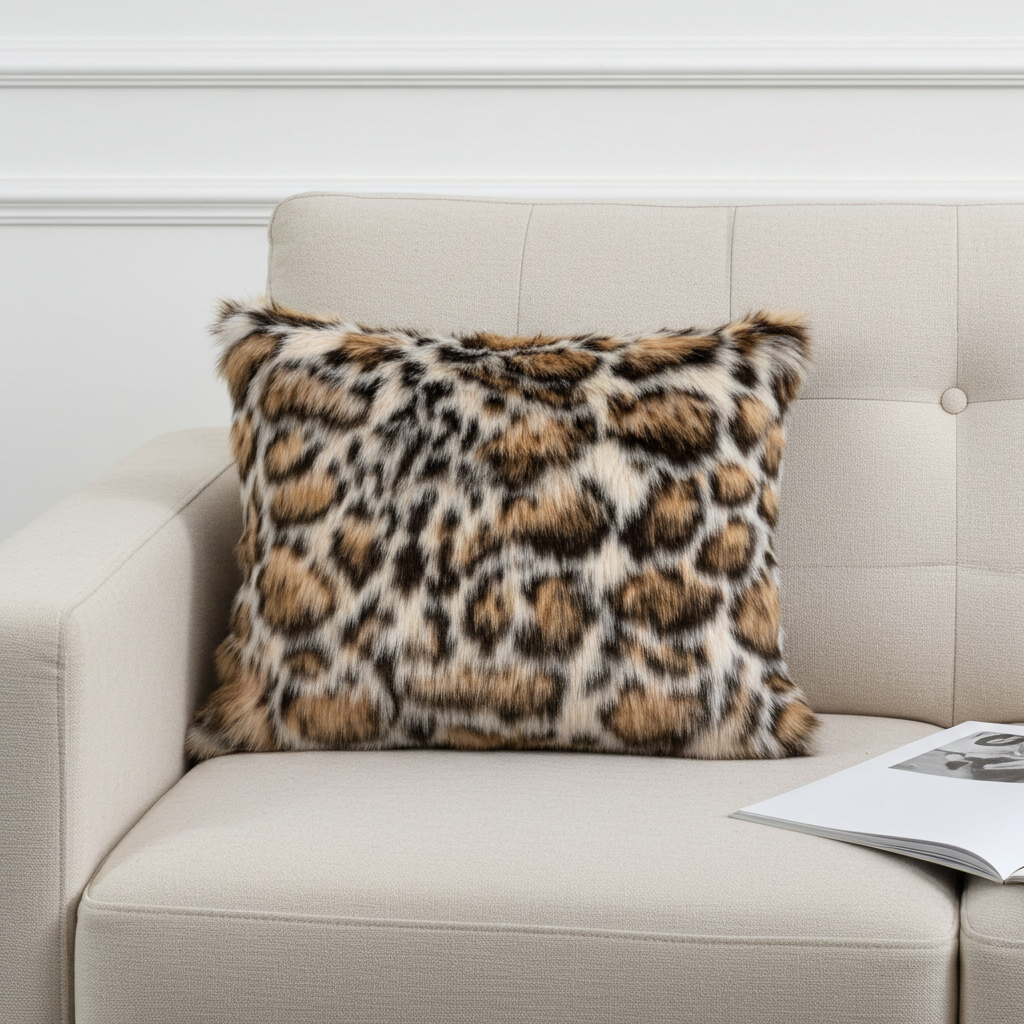Plutus Brown Tiger Animal Faux Fur Luxury Throw Pillow