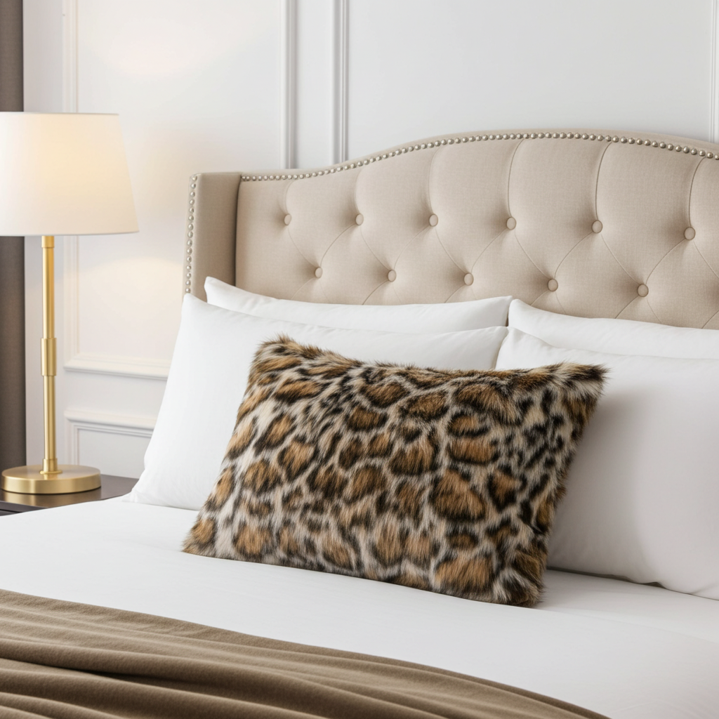 Plutus Brown Tiger Animal Faux Fur Luxury Throw Pillow