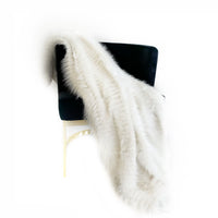 Closeout Plutus Off White Exotic Ostrich Feather Faux Fur Luxury Throw Blanket