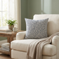Deep Blue Reef Blue, cream Floral Luxury Throw Pillow