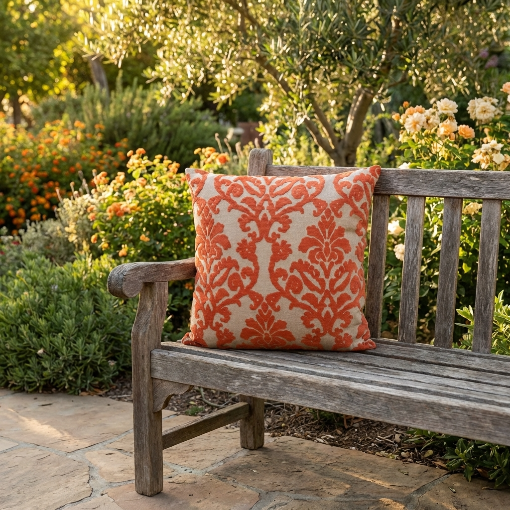 Fire Ridge Orange Floral Luxury Throw Pillow