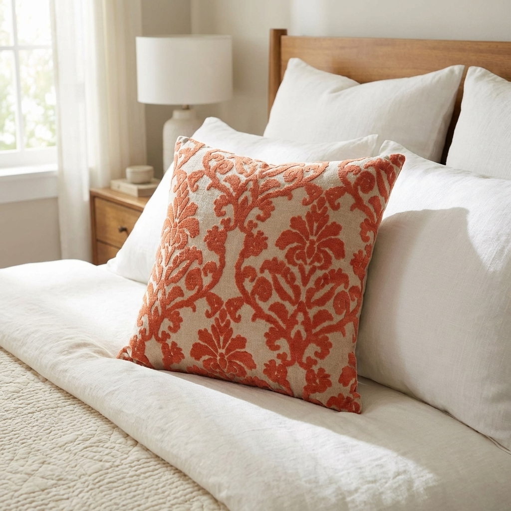 Fire Ridge Orange Floral Luxury Throw Pillow
