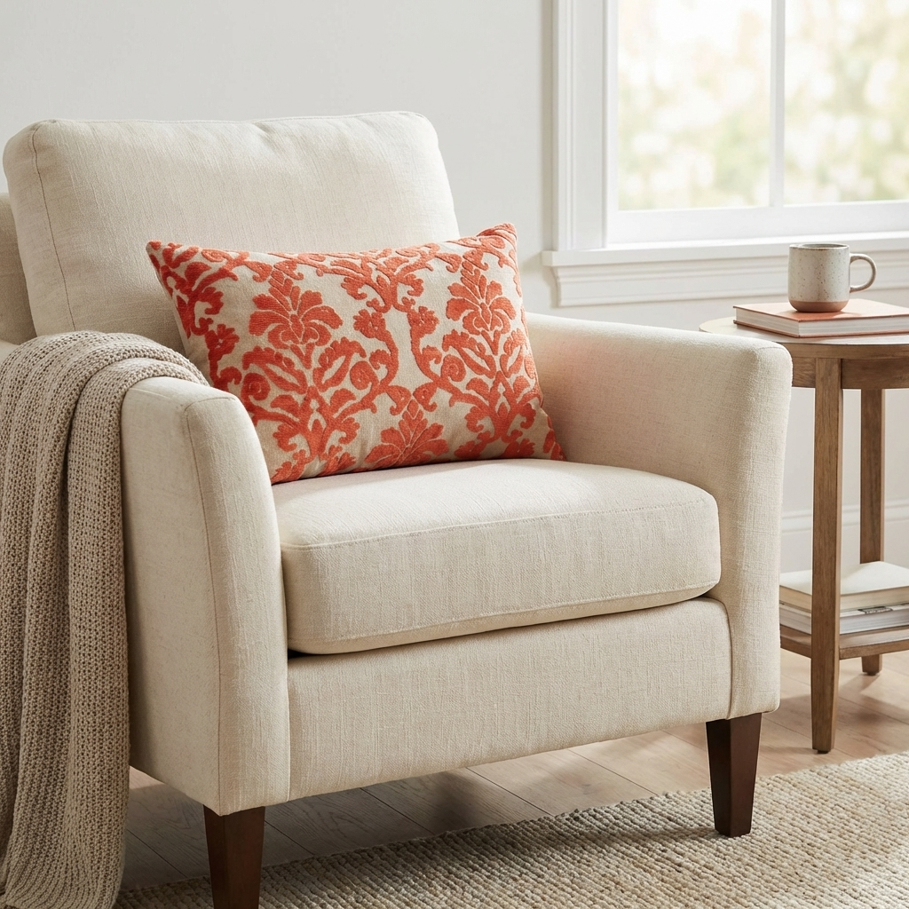 Fire Ridge Orange Floral Luxury Throw Pillow