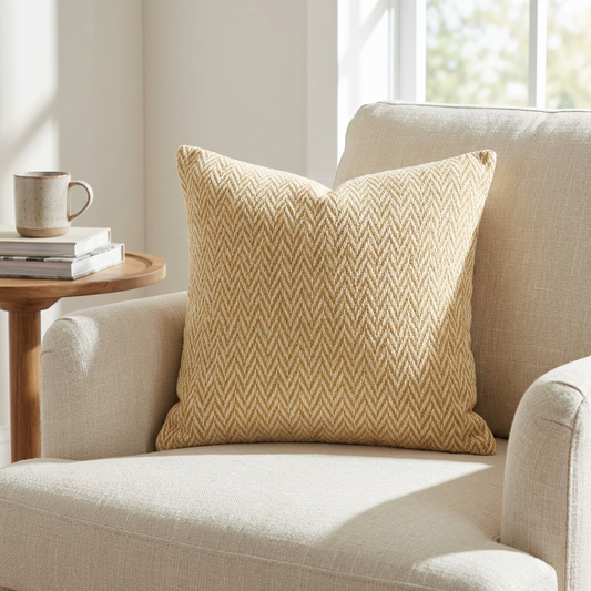 Saffron Love Yellow Ikat Luxury Outdoor/Indoor Throw Pillow