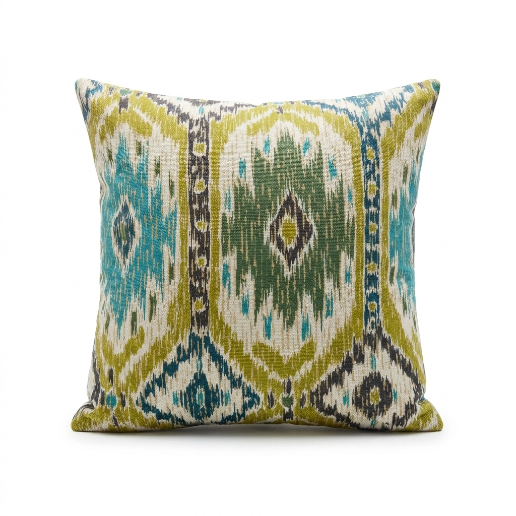 Green Avalanche Green Ikat Luxury Outdoor/Indoor Throw Pillow
