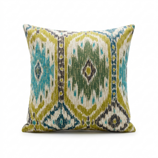 Green Avalanche Green Ikat Luxury Outdoor/Indoor Throw Pillow