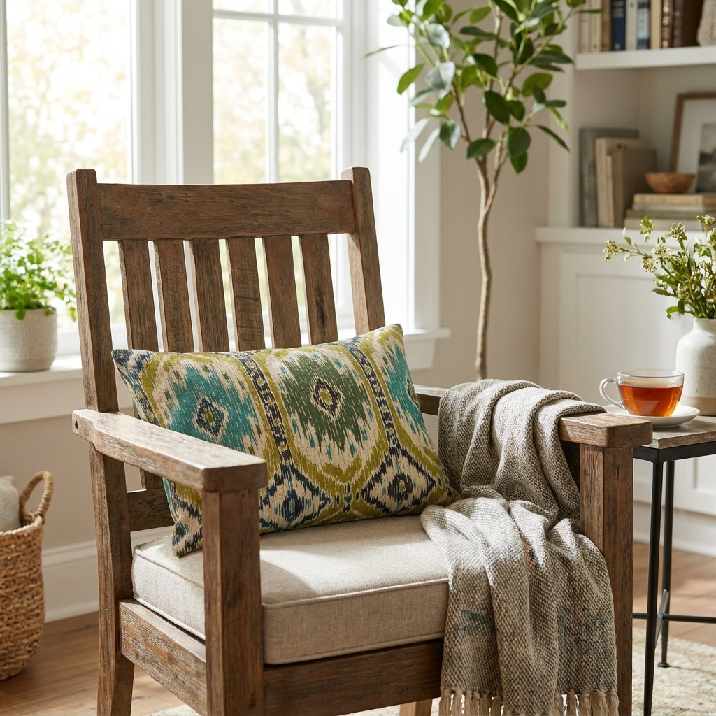 Green Avalanche Green Ikat Luxury Outdoor/Indoor Throw Pillow