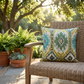 Green Avalanche Green Ikat Luxury Outdoor/Indoor Throw Pillow