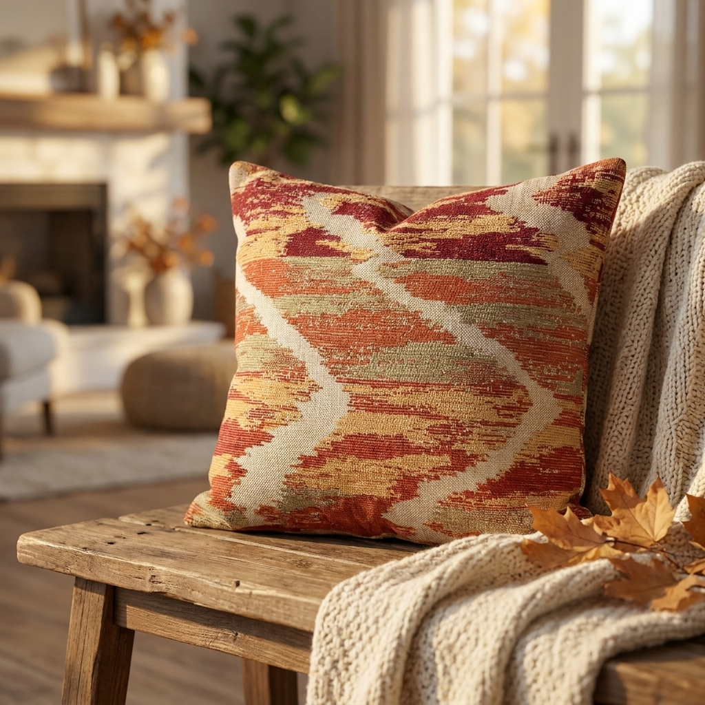 Tangelo Avalanche Orange Ikat Luxury Outdoor/Indoor Throw Pillow