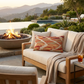 Tangelo Avalanche Orange Ikat Luxury Outdoor/Indoor Throw Pillow