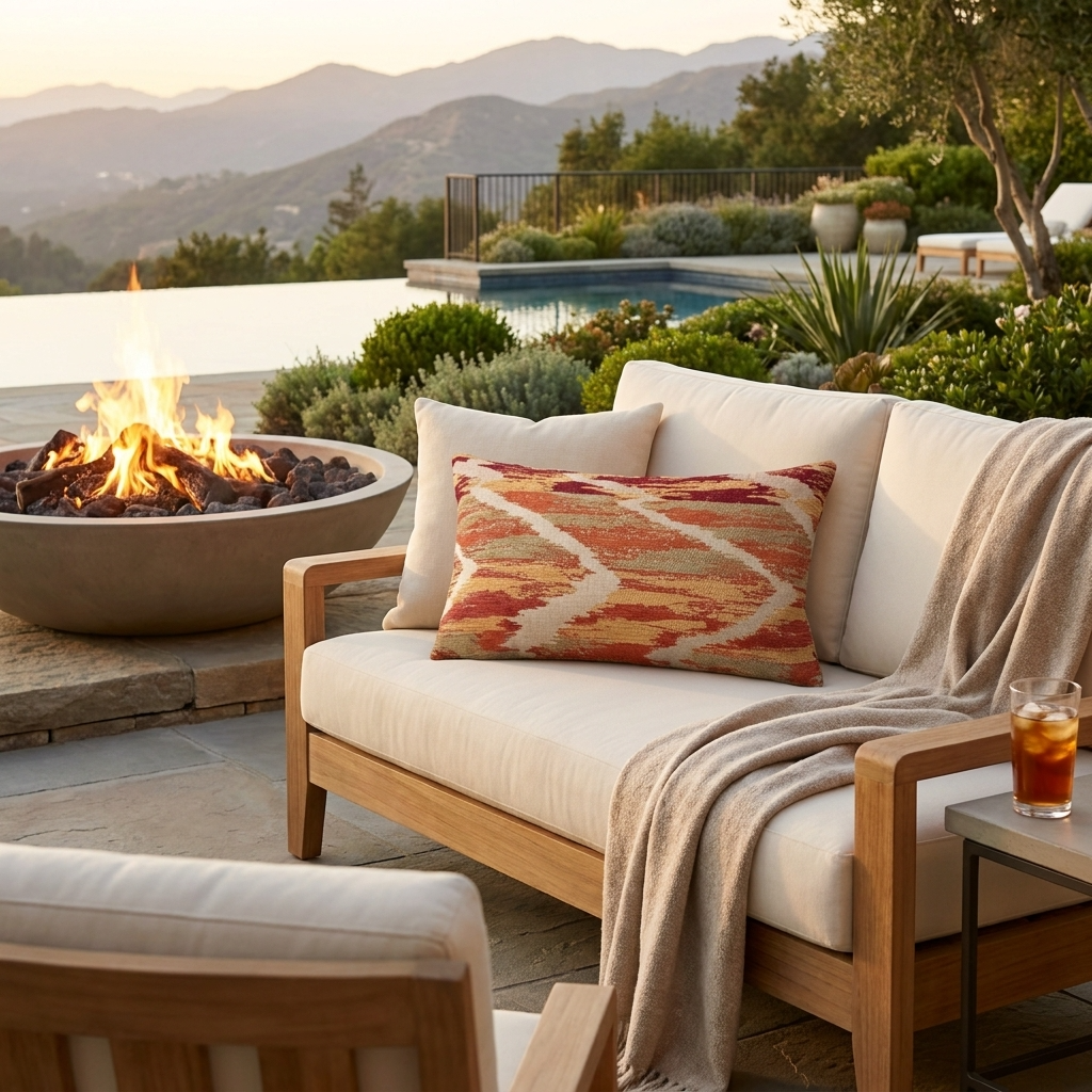 Tangelo Avalanche Orange Ikat Luxury Outdoor/Indoor Throw Pillow