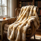 Snow Lynx Natural Color Faux Fur Luxury Throw