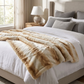 Snow Lynx Natural Color Faux Fur Luxury Throw