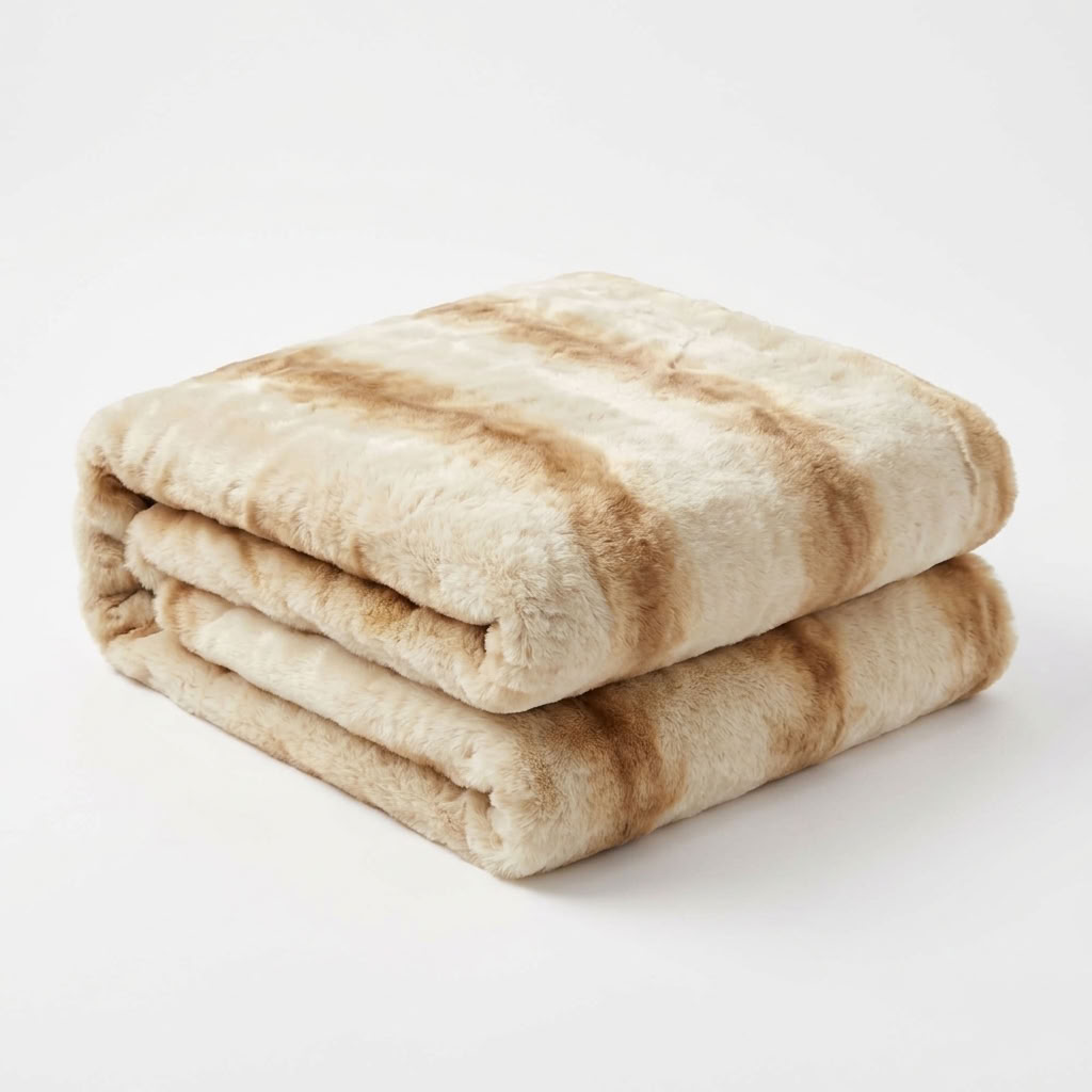 Snow Lynx Natural Color Faux Fur Luxury Throw
