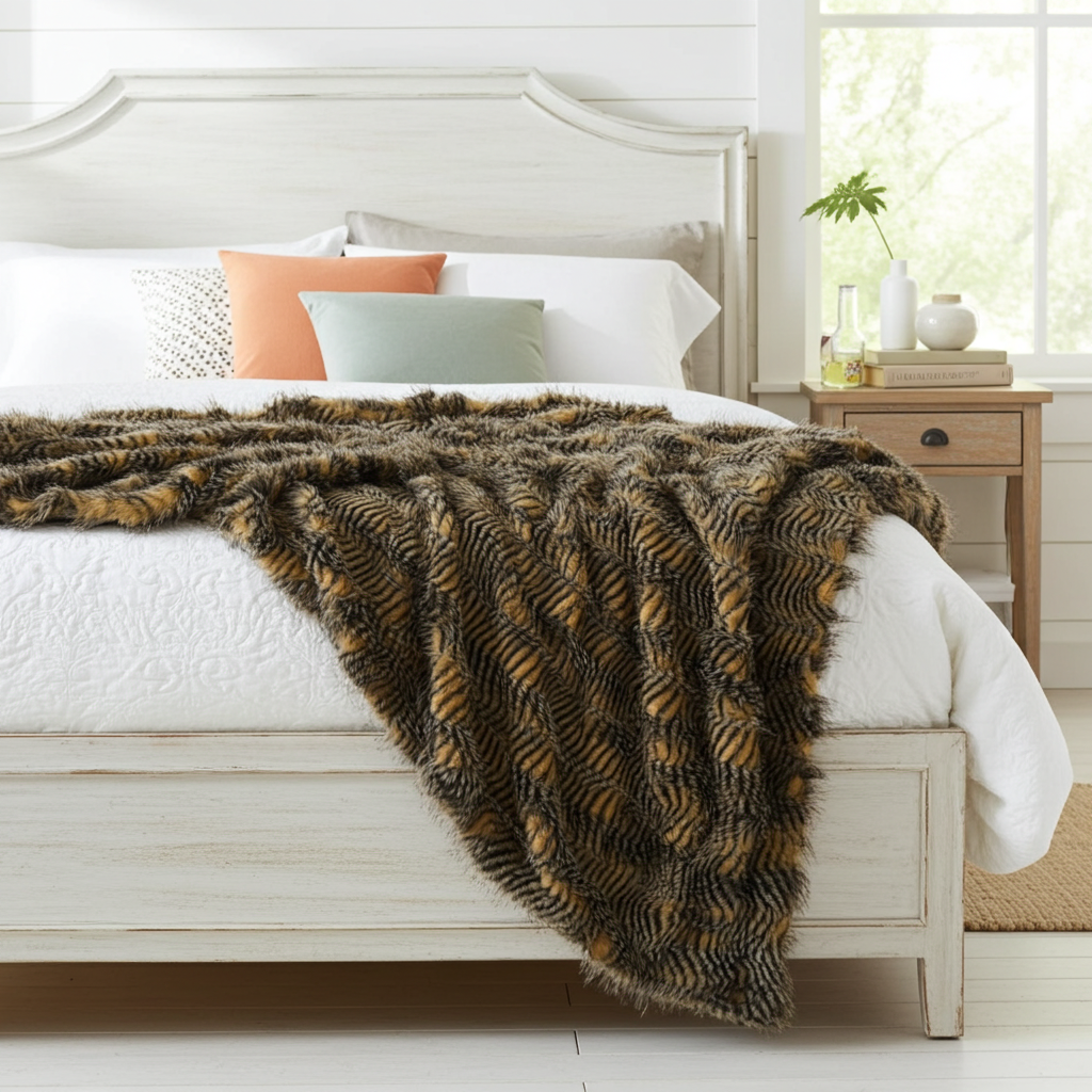 Porcupine Mocha Faux Fur Luxury Throw