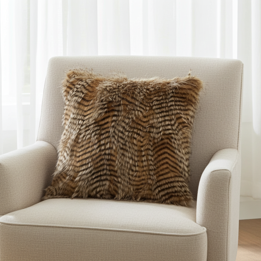 Porcupine Faux Fur Animal Print Pillow