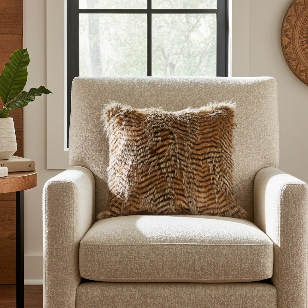 Porcupine Faux Fur Animal Print Pillow