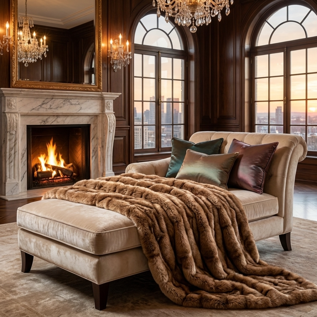 Frost Mink Light Brown Faux Fur Luxury Throw