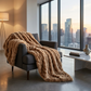 Frost Mink Light Brown Faux Fur Luxury Throw