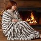 Plutus White Charcoal Snow Chinchilla Faux Fur Luxury Throw Blanket