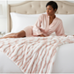 Plutus White Pink Snow Chinchilla Faux Fur Luxury Throw Blanket