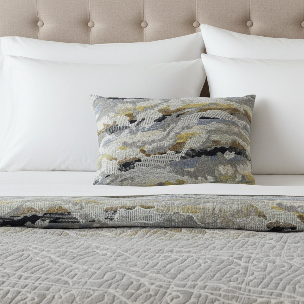 Plutus Velvet Crest Black, Gray, Citrine Handmade Luxury Pillow