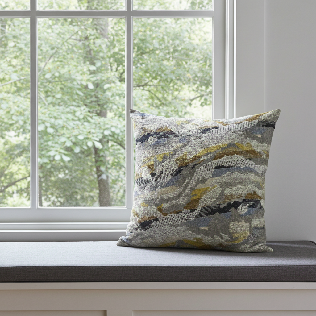 Plutus Velvet Crest Black, Gray, Citrine Handmade Luxury Pillow