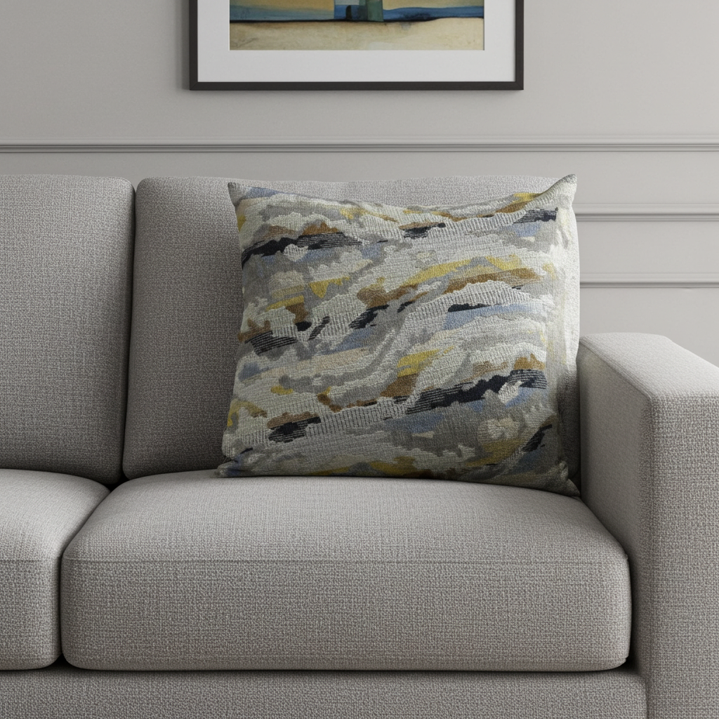 Plutus Velvet Crest Black, Gray, Citrine Handmade Luxury Pillow