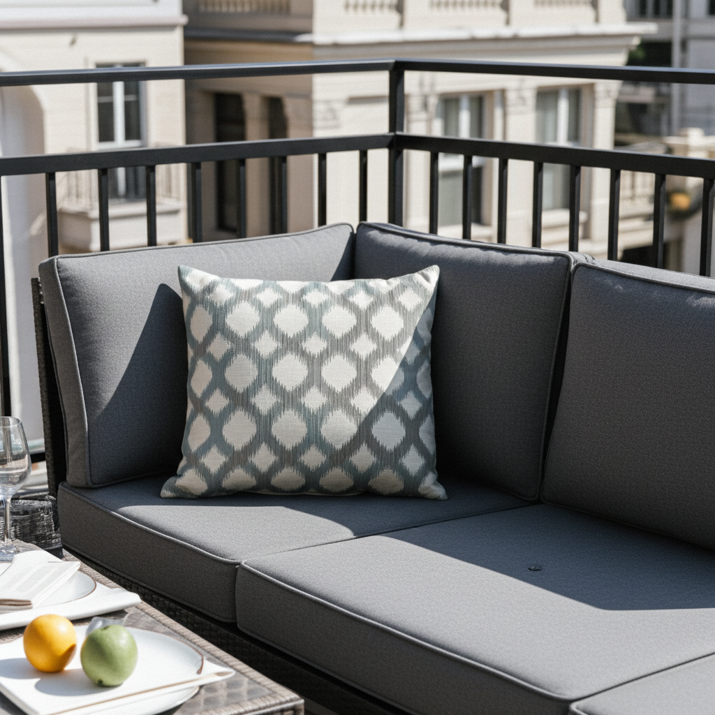 Plutus Ikat Dream Blue, Black, Cream Handmade Luxury Pillow