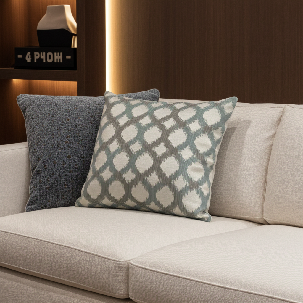 Plutus Ikat Dream Blue, Black, Cream Handmade Luxury Pillow