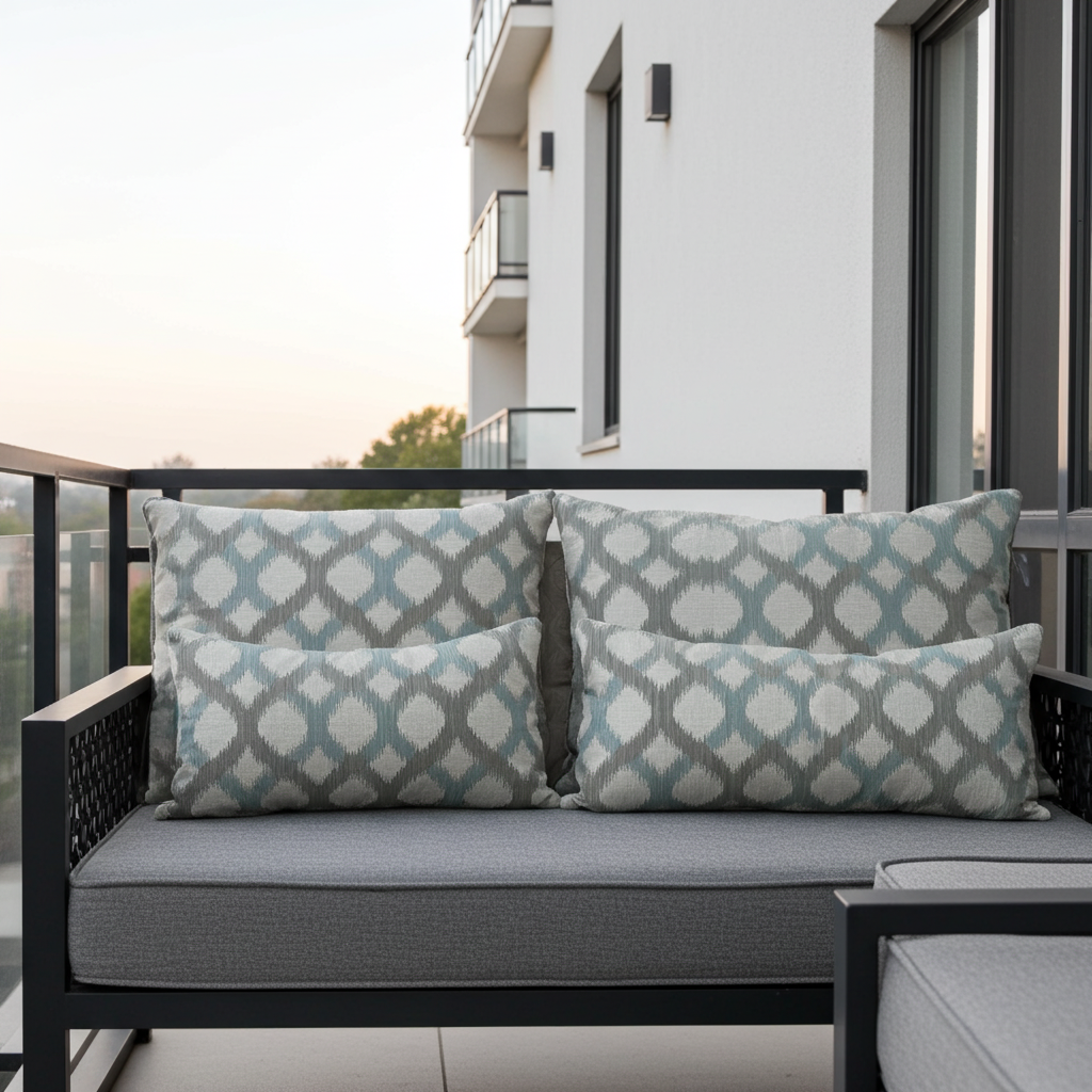 Plutus Ikat Dream Blue, Black, Cream Handmade Luxury Pillow