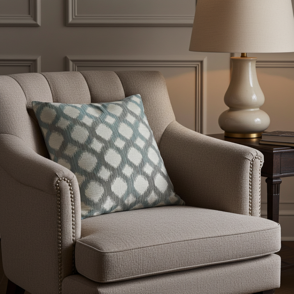 Plutus Ikat Dream Blue, Black, Cream Handmade Luxury Pillow