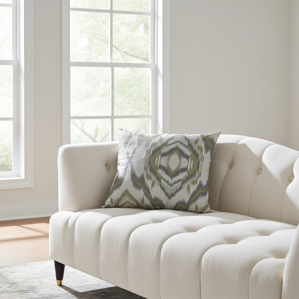 Plutus Ikat Dream Gray, Citrine Handmade Luxury Pillow