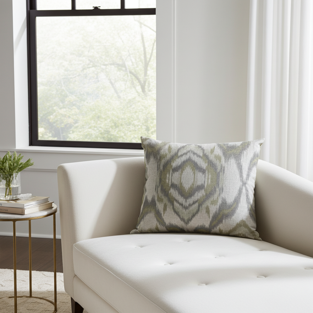 Plutus Ikat Dream Gray, Citrine Handmade Luxury Pillow