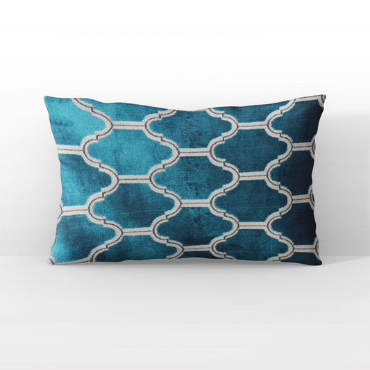 Plutus Teal Royal Arches Geometric Luxury Throw Pillow