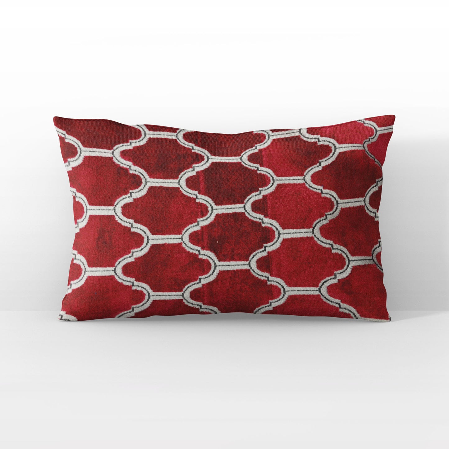 Plutus Red Royal Arches Geometric Luxury Throw Pillow