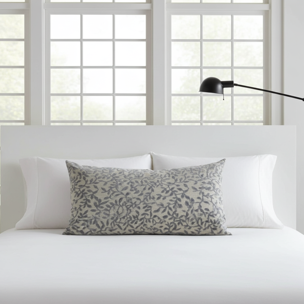 Plutus Grey Silver Whispering Vines Floral Luxury Throw Pillow