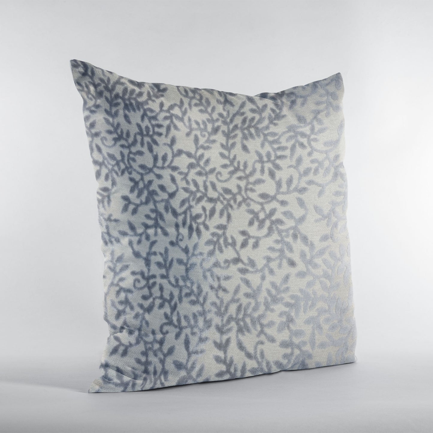 Plutus Grey Silver Whispering Vines Floral Luxury Throw Pillow