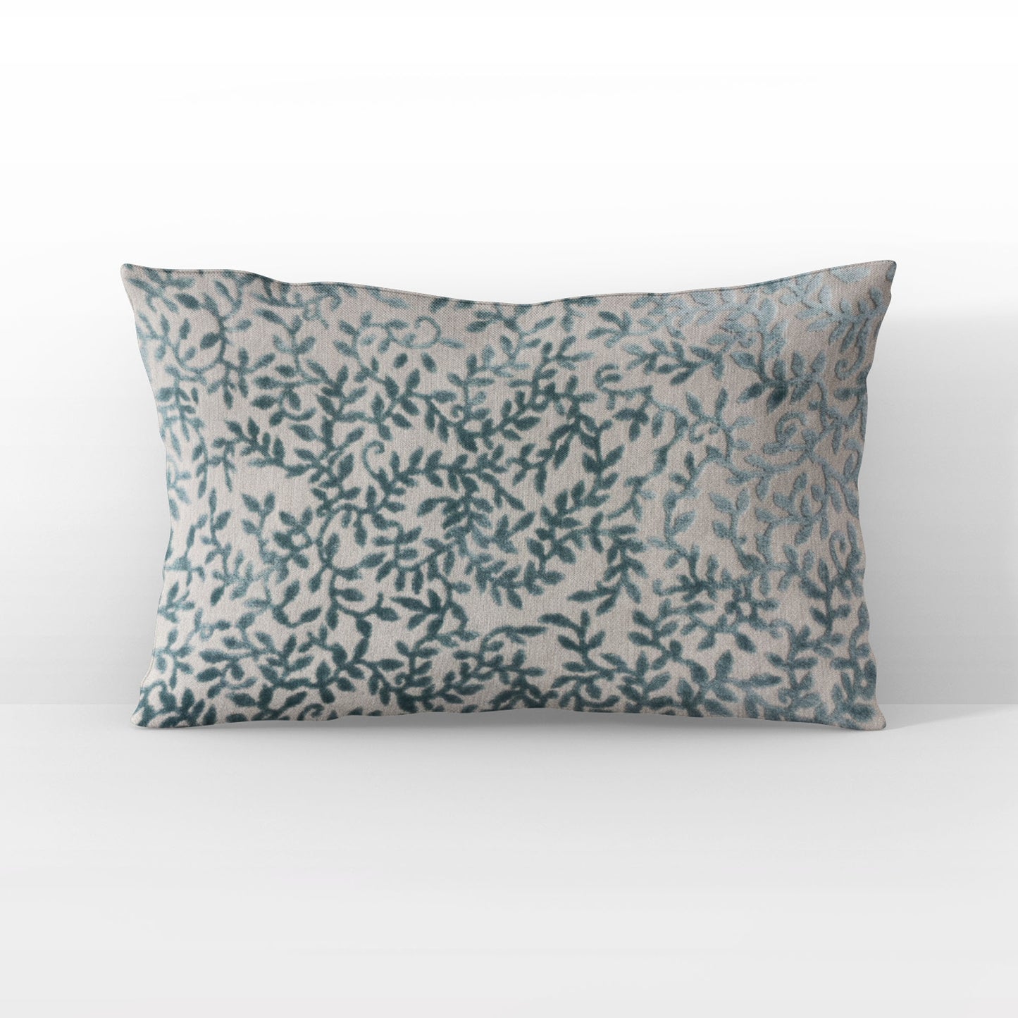 Plutus Teal Whispering Vines Floral Luxury Throw Pillow