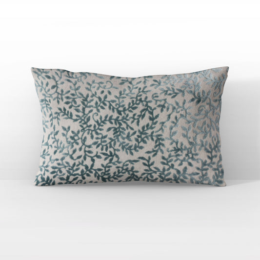 Plutus Teal Whispering Vines Floral Luxury Throw Pillow