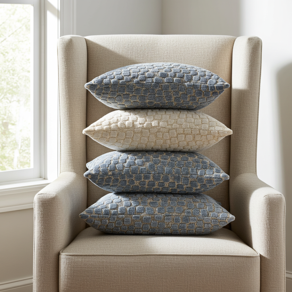 Dusky Gem Blue and Silver Luxury Throw Pillow