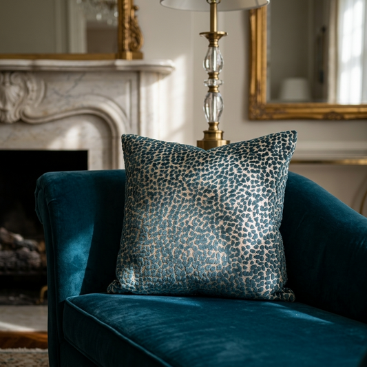 Dusky Gem Blue and Silver Luxury Throw Pillow