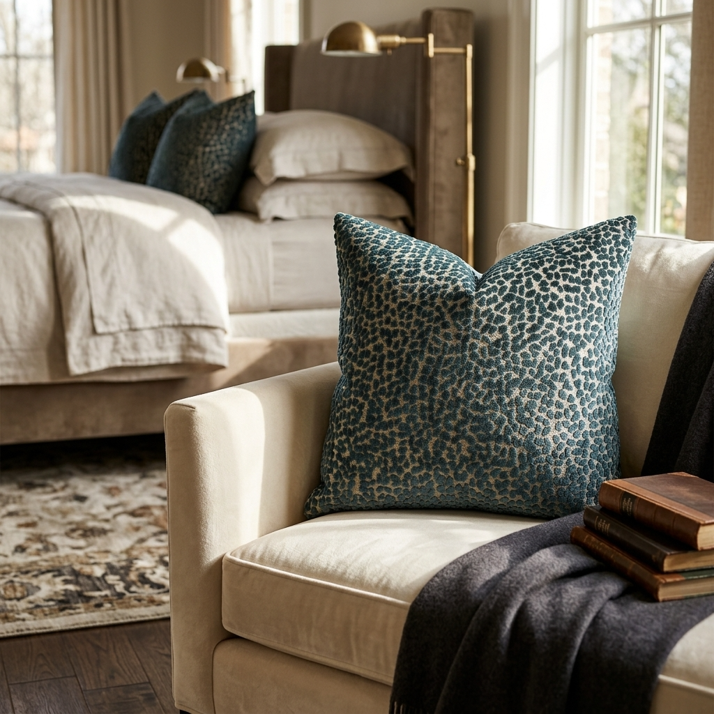 Dusky Gem Blue and Silver Luxury Throw Pillow