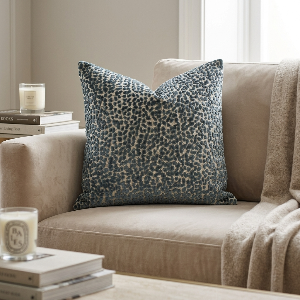 Dusky Gem Blue and Silver Luxury Throw Pillow